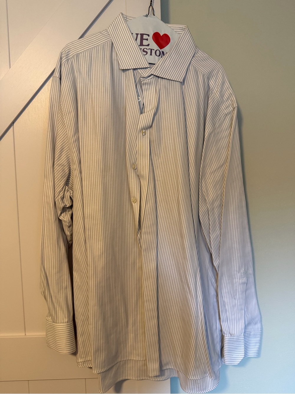 Charles Tyrwhitt White Shirt with Gray Pinstripes